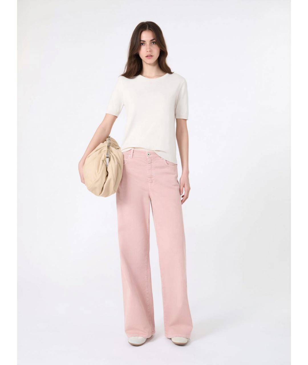 WEEKEND MAX MARA Розовые хлопковые прямые джинсы, фото 2