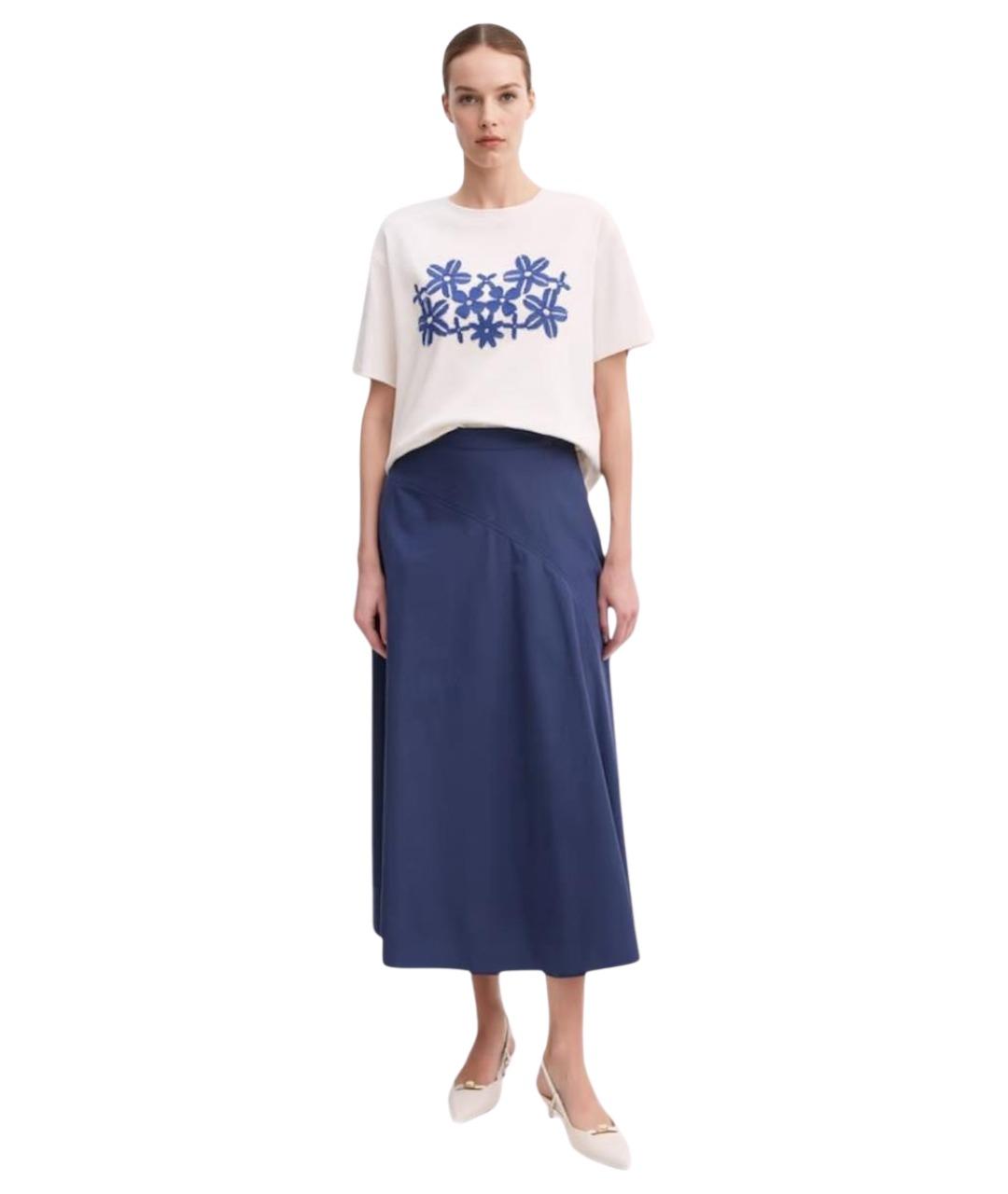 WEEKEND MAX MARA Синяя хлопковая юбка миди, фото 1