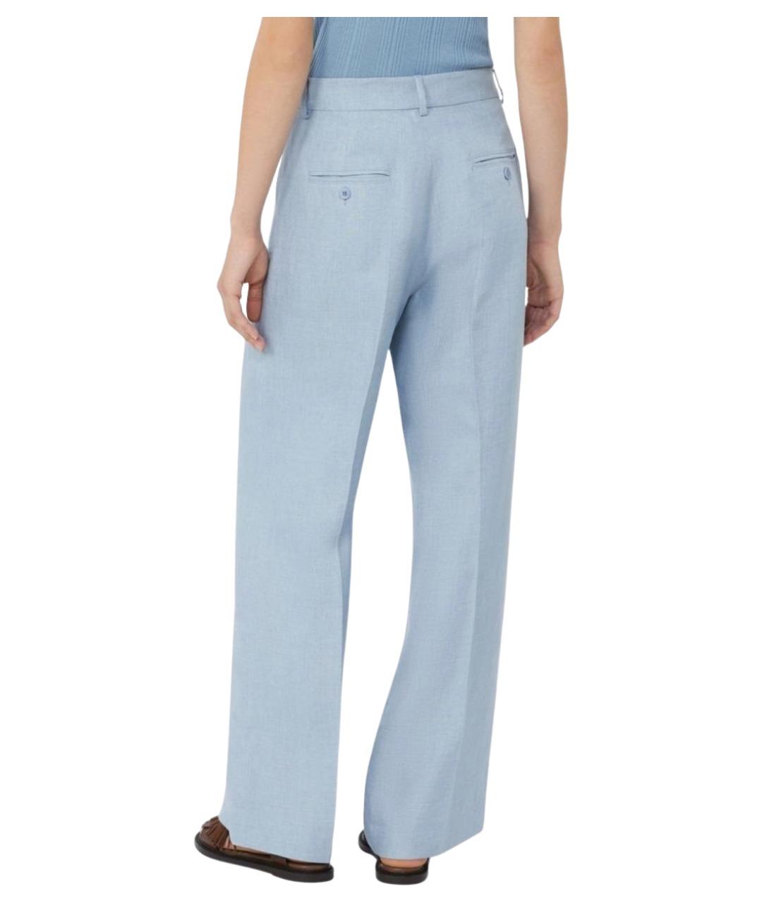 WEEKEND MAX MARA Синие льняные прямые брюки, фото 3