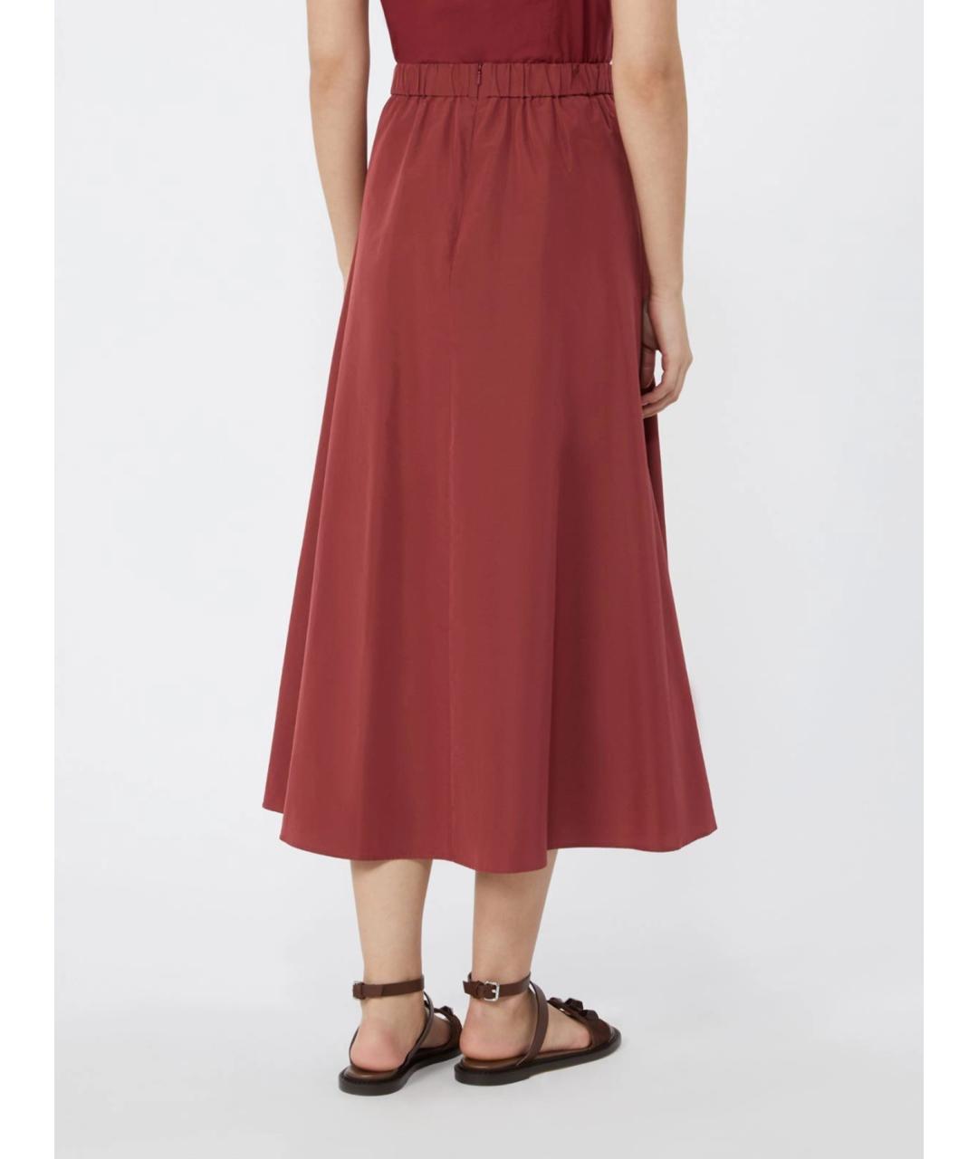 WEEKEND MAX MARA Бордовая полиэстеровая юбка миди, фото 4