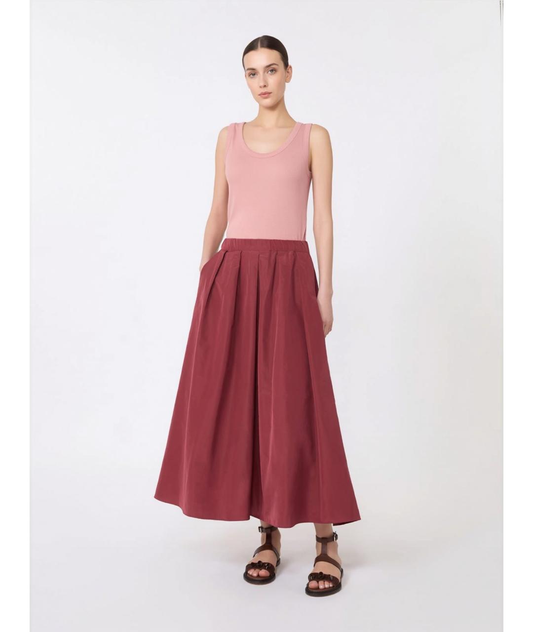 WEEKEND MAX MARA Бордовая полиэстеровая юбка миди, фото 2