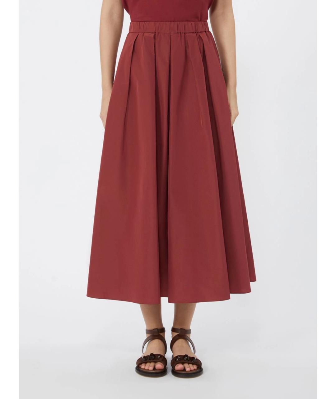 WEEKEND MAX MARA Бордовая полиэстеровая юбка миди, фото 3