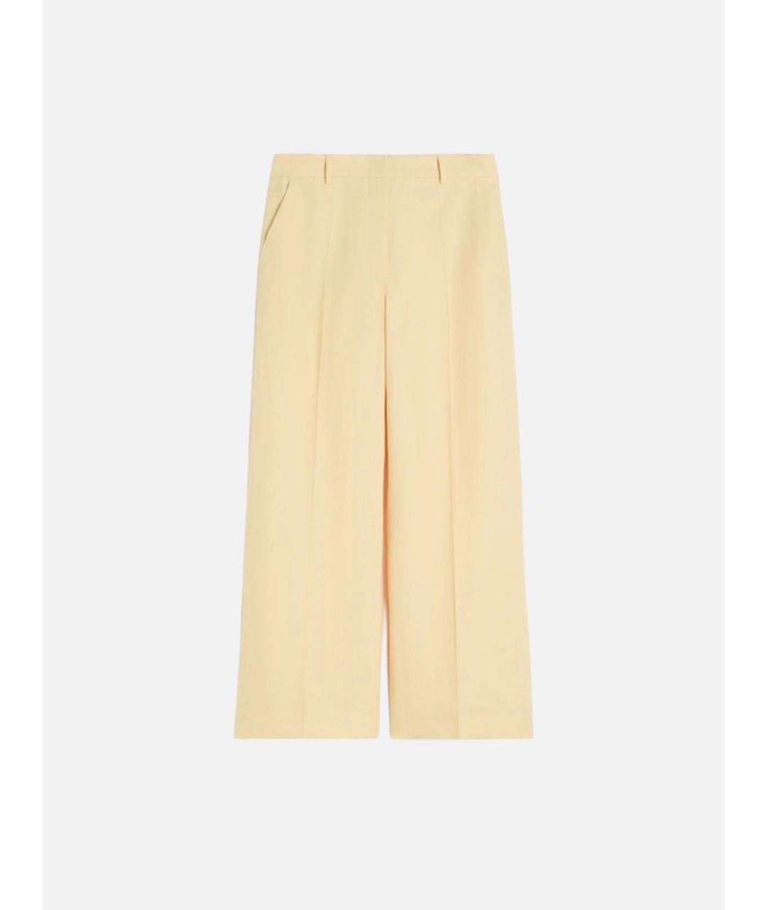 WEEKEND MAX MARA Желтые льняные прямые брюки, фото 5