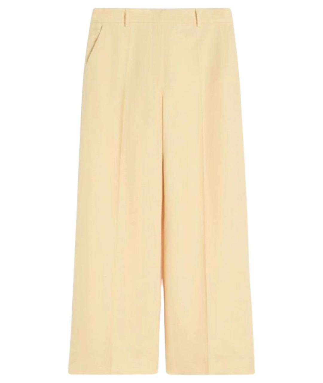 WEEKEND MAX MARA Желтые льняные прямые брюки, фото 1