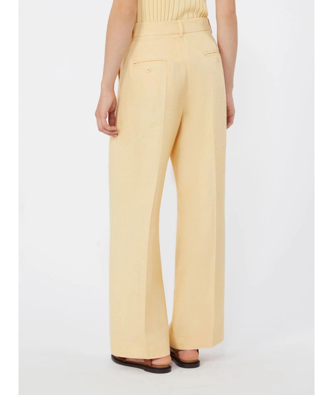 WEEKEND MAX MARA Желтые льняные прямые брюки, фото 3