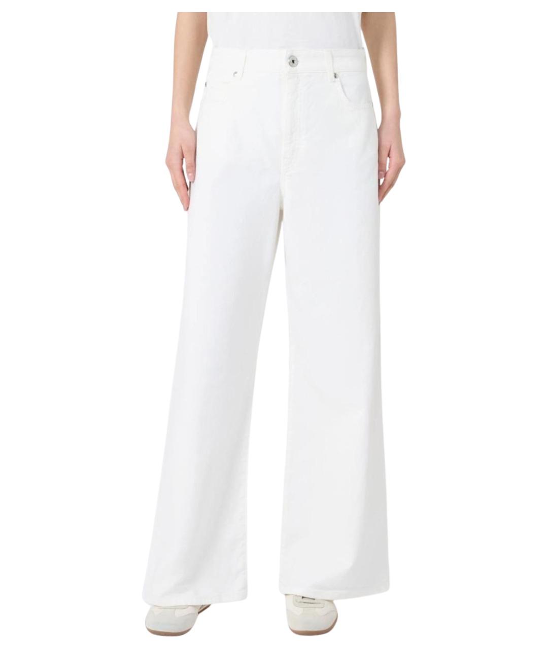 WEEKEND MAX MARA Белые хлопковые брюки широкие, фото 3