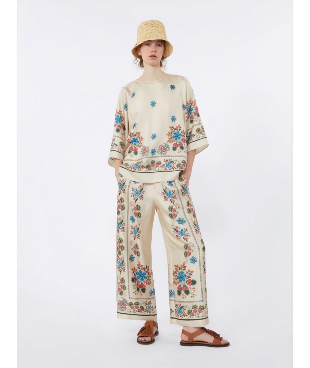 WEEKEND MAX MARA Мульти шелковые прямые брюки, фото 2