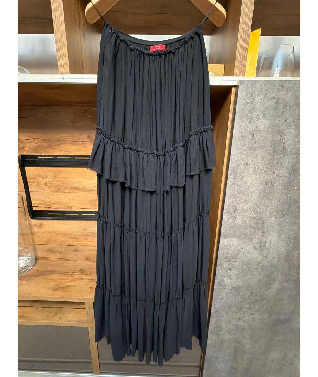 LANVIN Черная шелковая юбка макси, фото 2