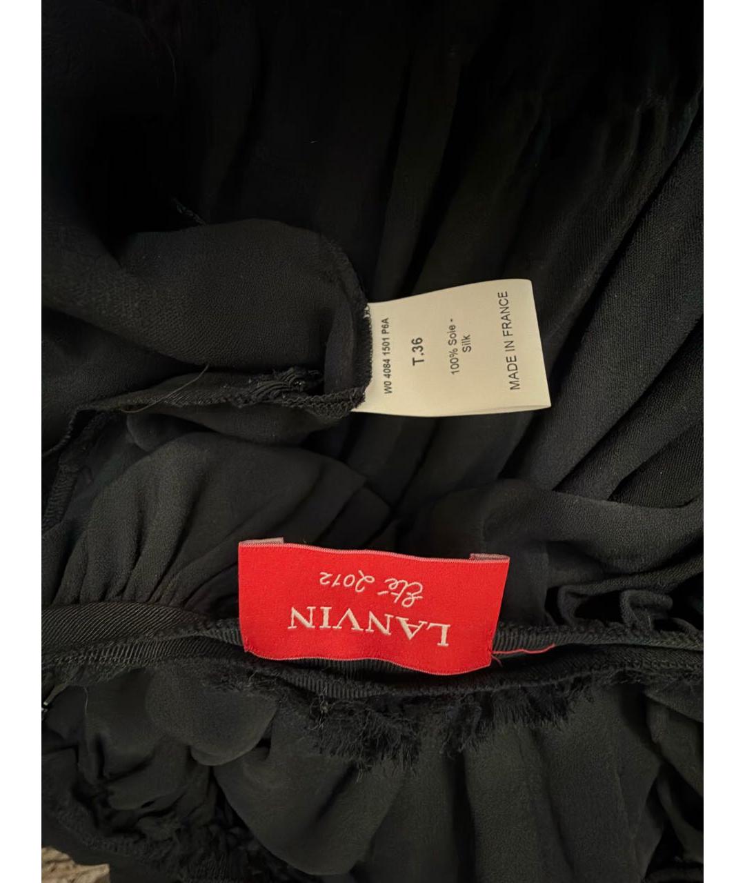 LANVIN Черная шелковая юбка макси, фото 3