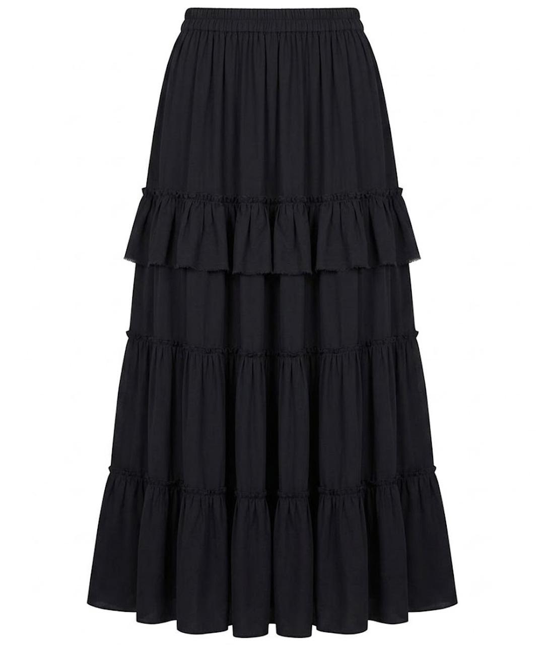 LANVIN Черная шелковая юбка макси, фото 1