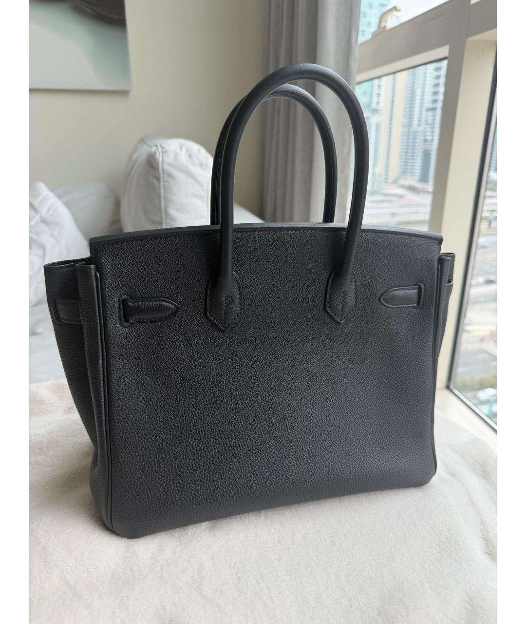 HERMES Черная кожаная сумка с короткими ручками, фото 3