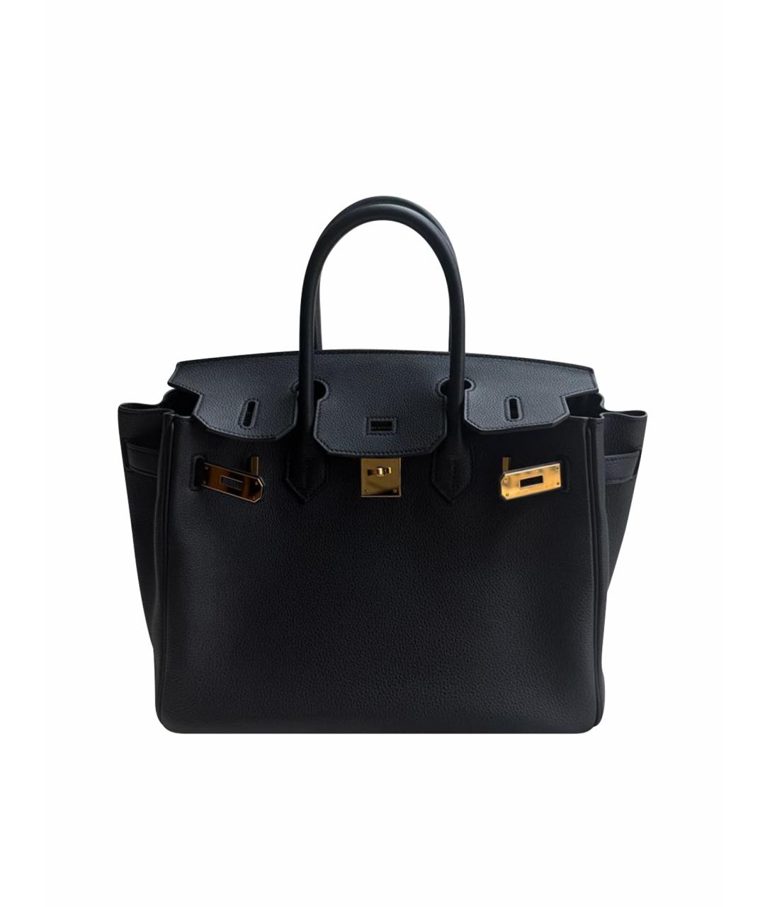 HERMES Черная кожаная сумка с короткими ручками, фото 1