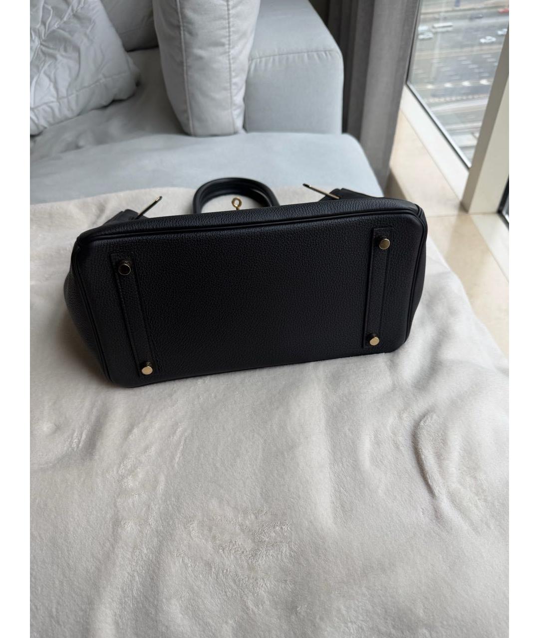 HERMES Черная кожаная сумка с короткими ручками, фото 6