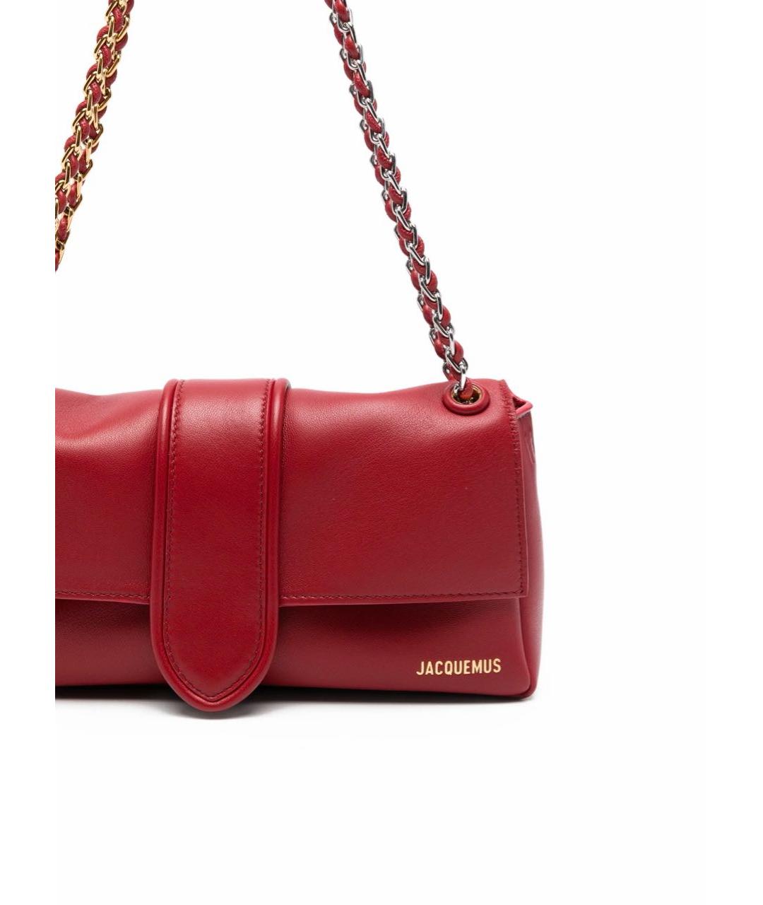 JACQUEMUS Бордовая кожаная сумка через плечо, фото 3