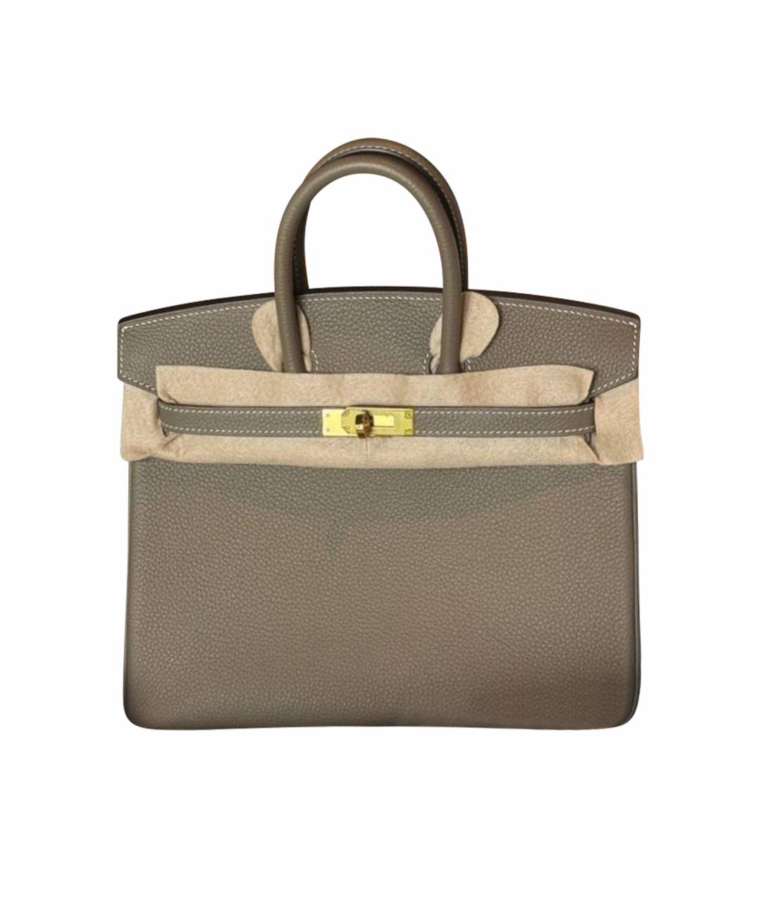 HERMES Коричневая кожаная сумка с короткими ручками, фото 1