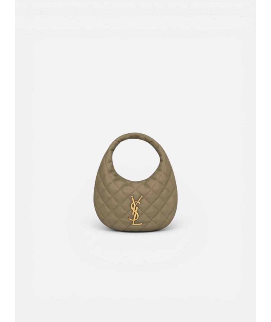 SAINT LAURENT Зеленая кожаная сумка через плечо, фото 4