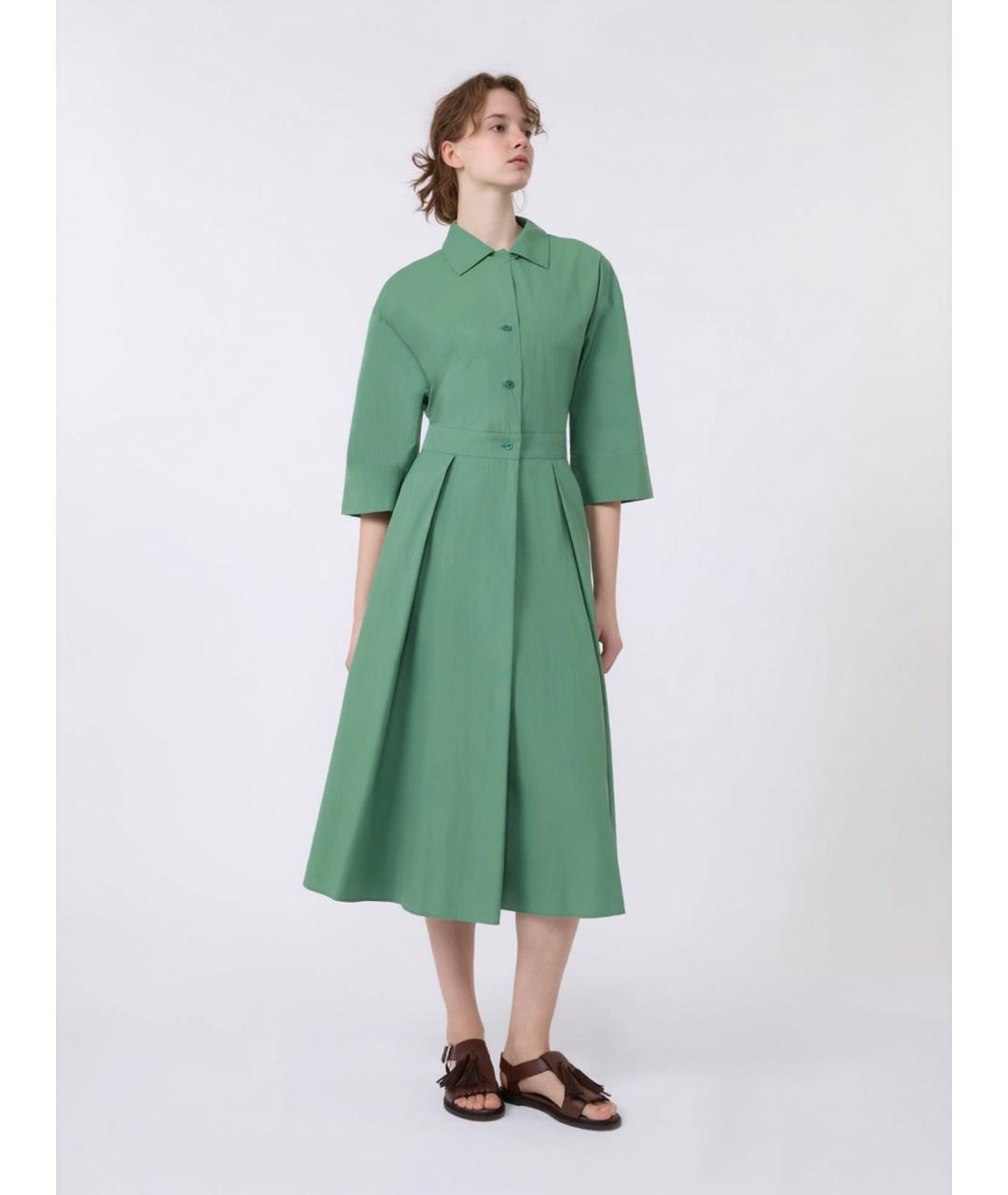 WEEKEND MAX MARA Зеленые хлопковое повседневное платье, фото 3