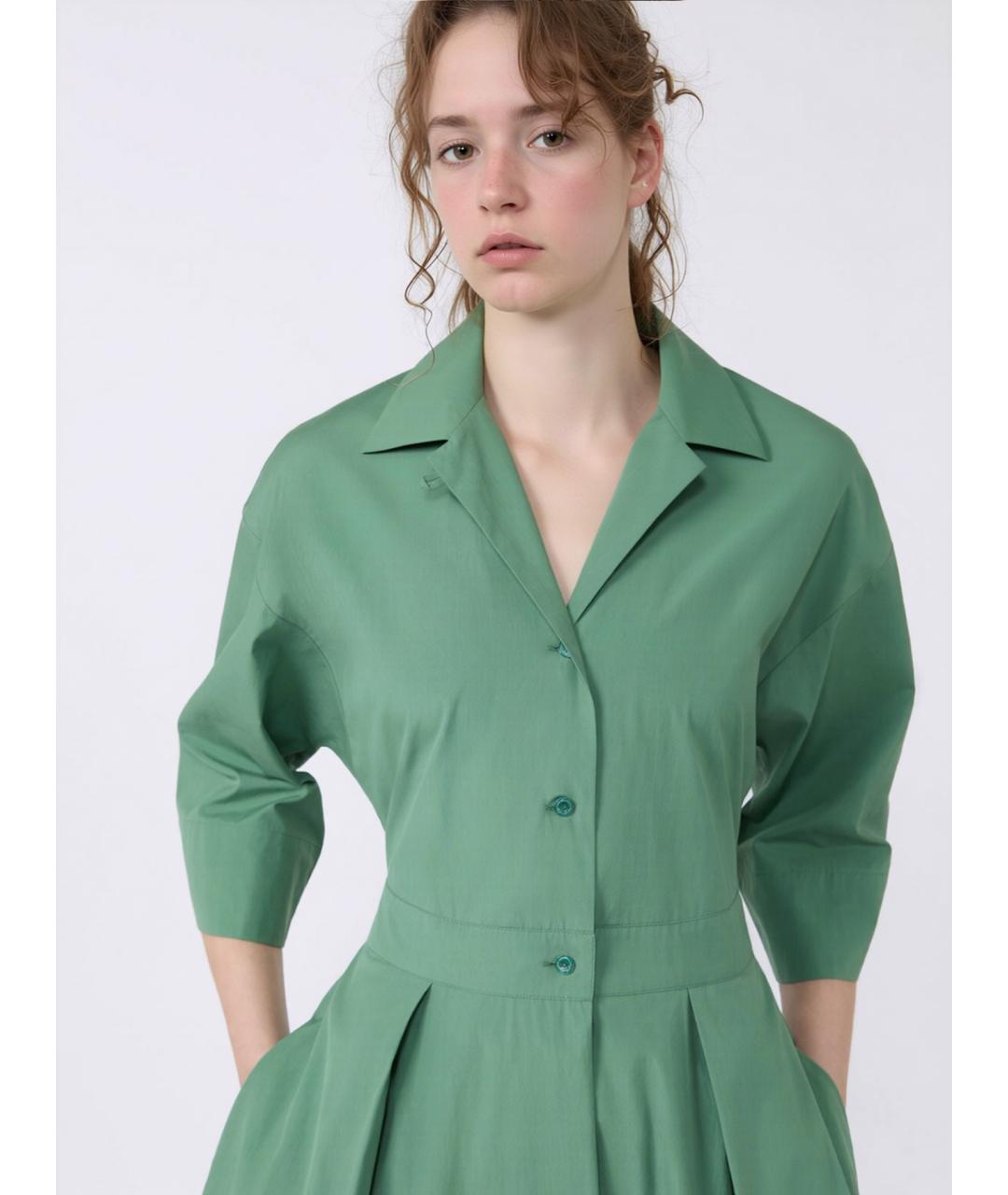 WEEKEND MAX MARA Зеленые хлопковое повседневное платье, фото 5