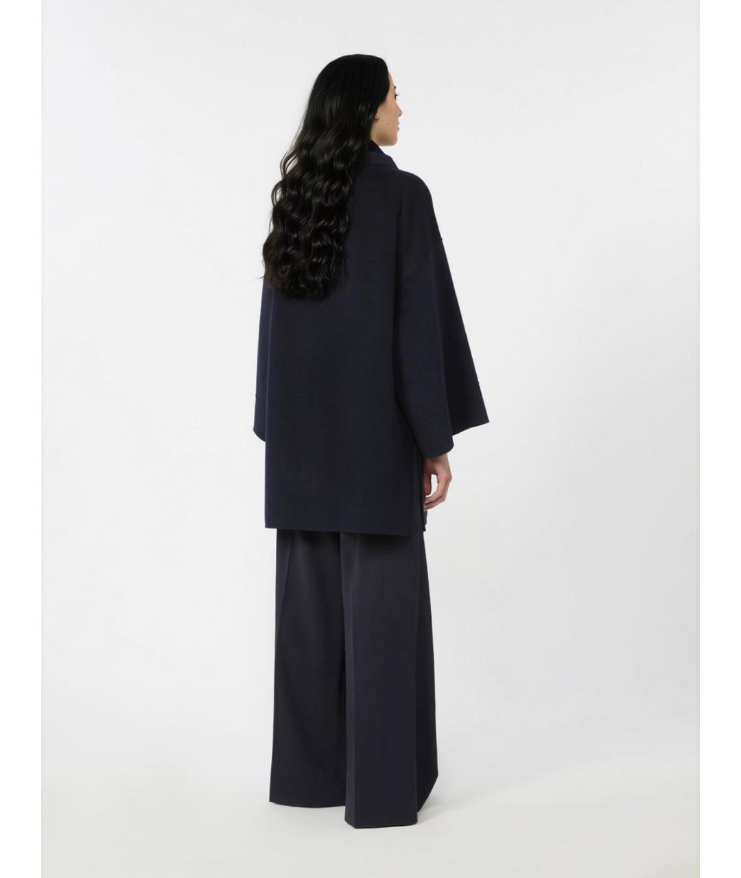 WEEKEND MAX MARA Темно-синее шерстяное пальто, фото 4