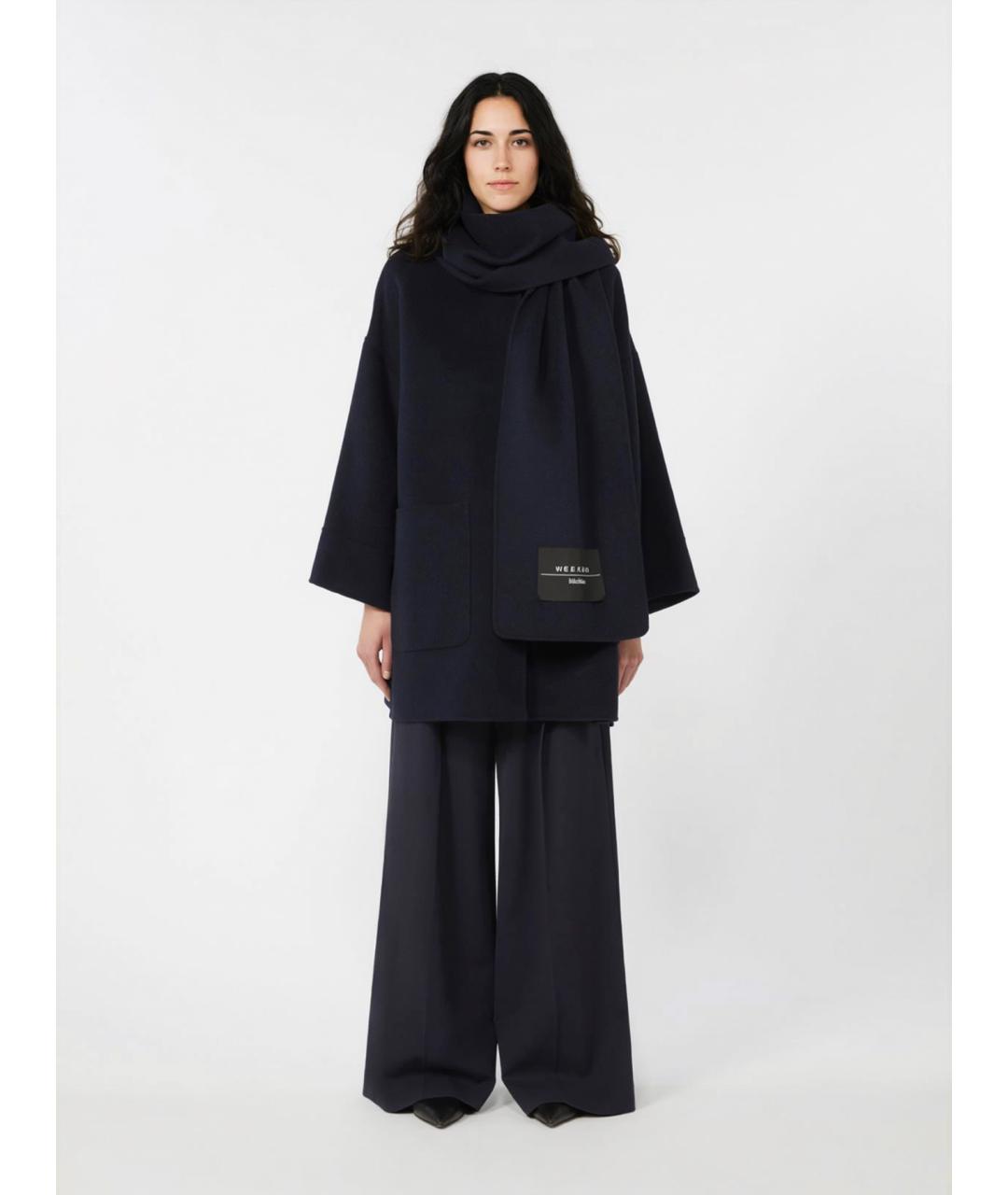 WEEKEND MAX MARA Темно-синее шерстяное пальто, фото 3