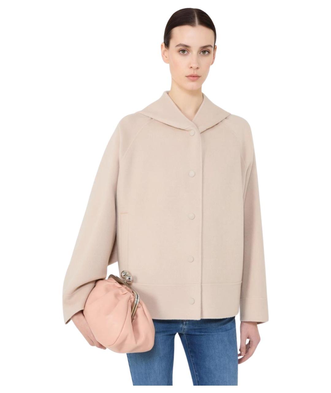WEEKEND MAX MARA Бежевое шерстяное пальто, фото 4