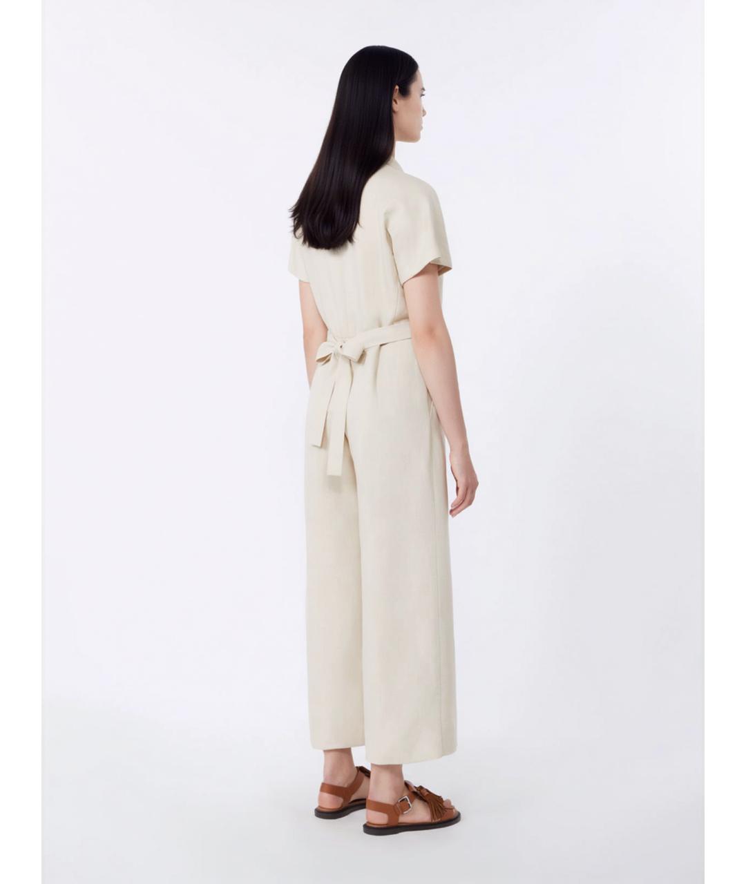WEEKEND MAX MARA Бежевый вискозный комбинезон, фото 3