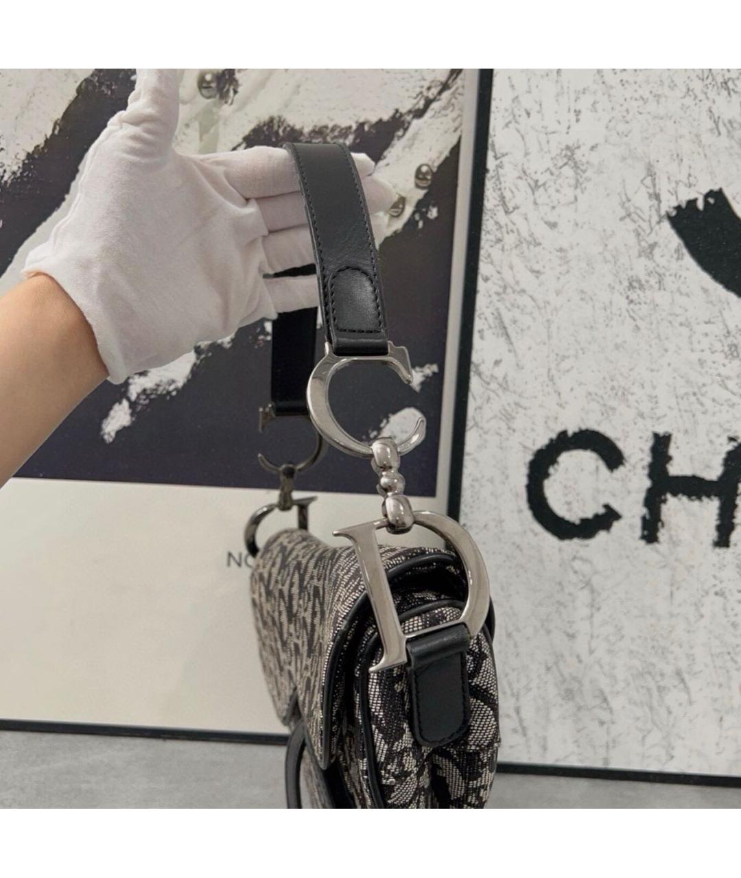 CHRISTIAN DIOR Черная кожаная сумка с короткими ручками, фото 5