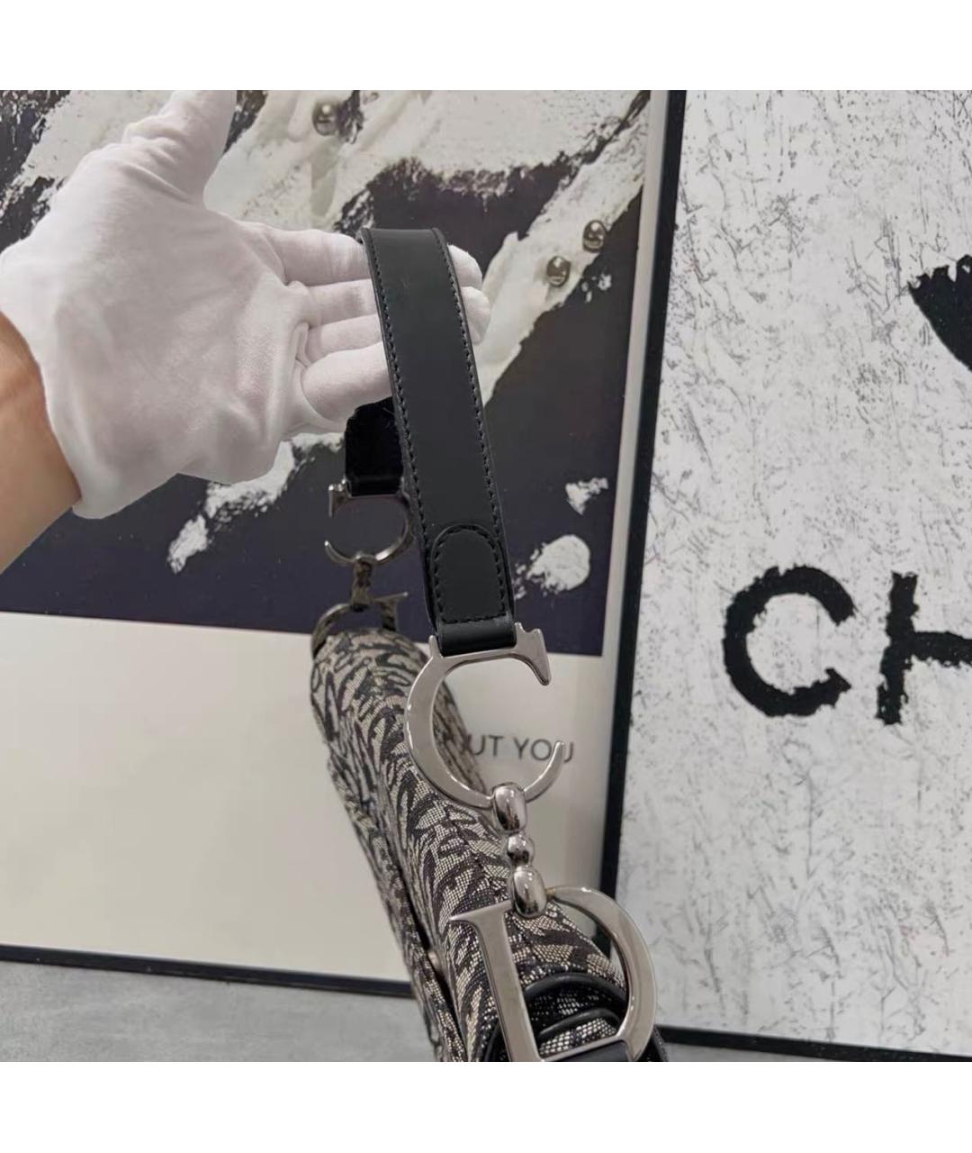 CHRISTIAN DIOR Черная кожаная сумка с короткими ручками, фото 3