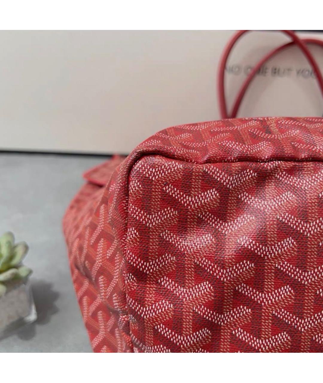 GOYARD Красная кожаная сумка тоут, фото 5