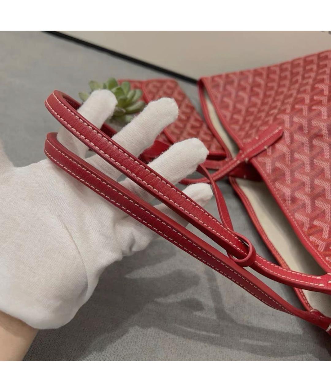 GOYARD Красная кожаная сумка тоут, фото 2