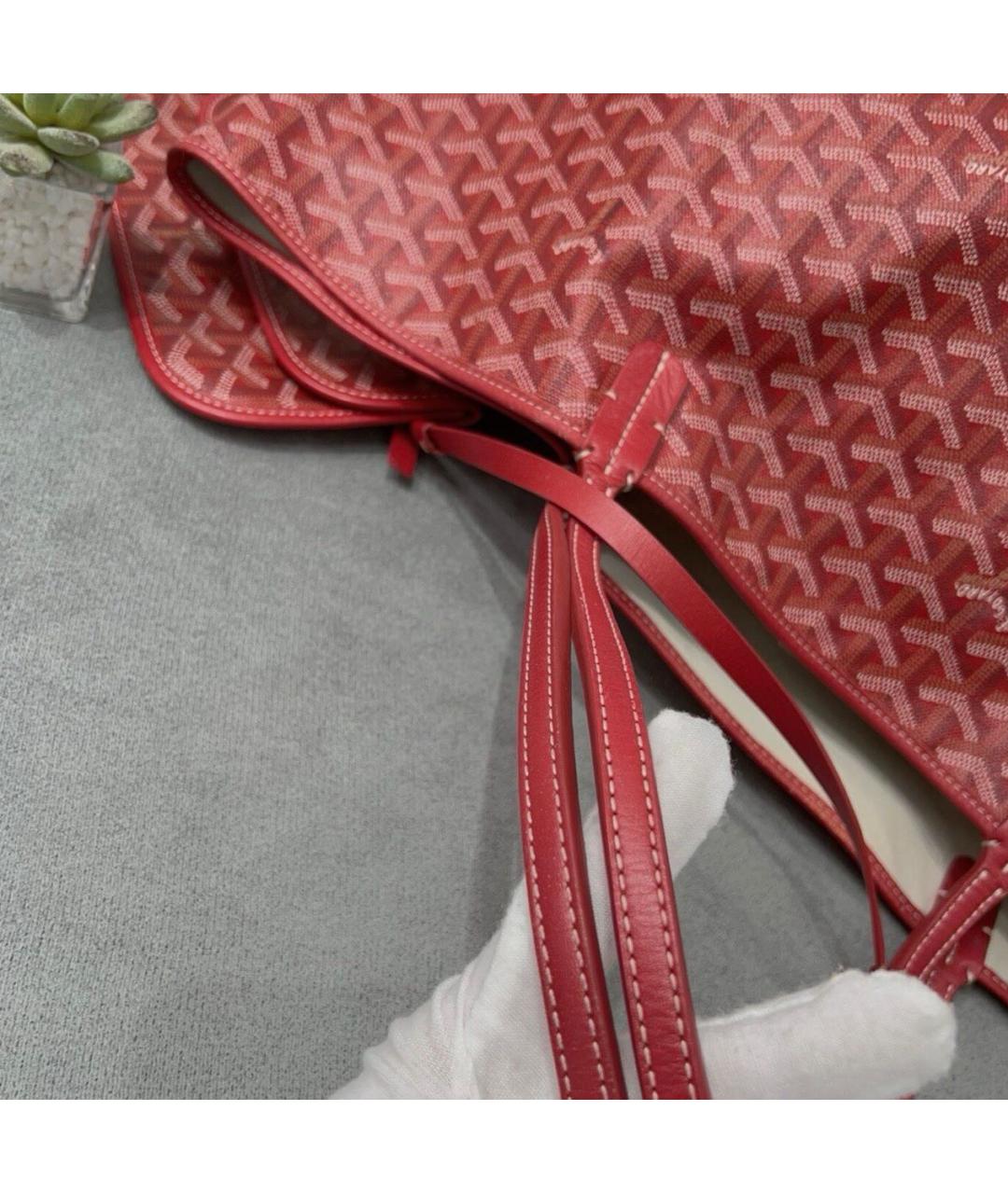 GOYARD Красная кожаная сумка тоут, фото 3