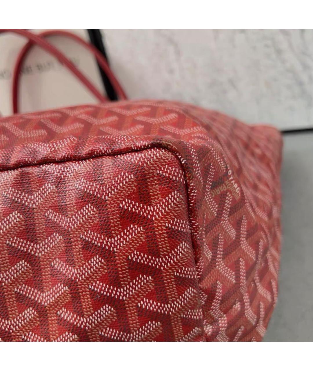 GOYARD Красная кожаная сумка тоут, фото 4