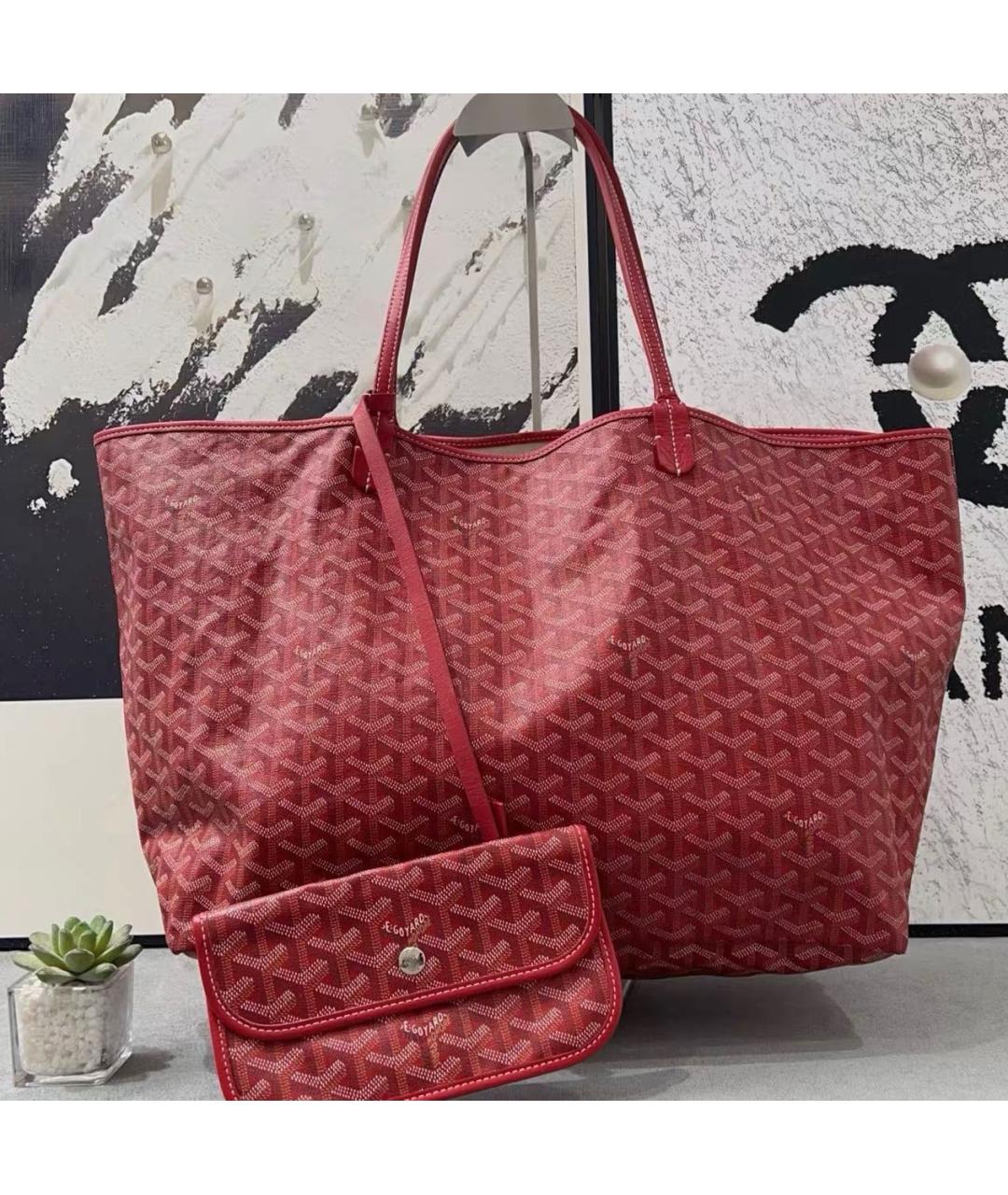 GOYARD Красная кожаная сумка тоут, фото 9