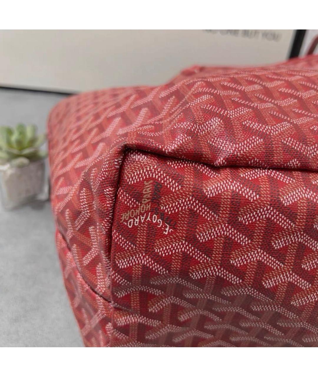 GOYARD Красная кожаная сумка тоут, фото 7