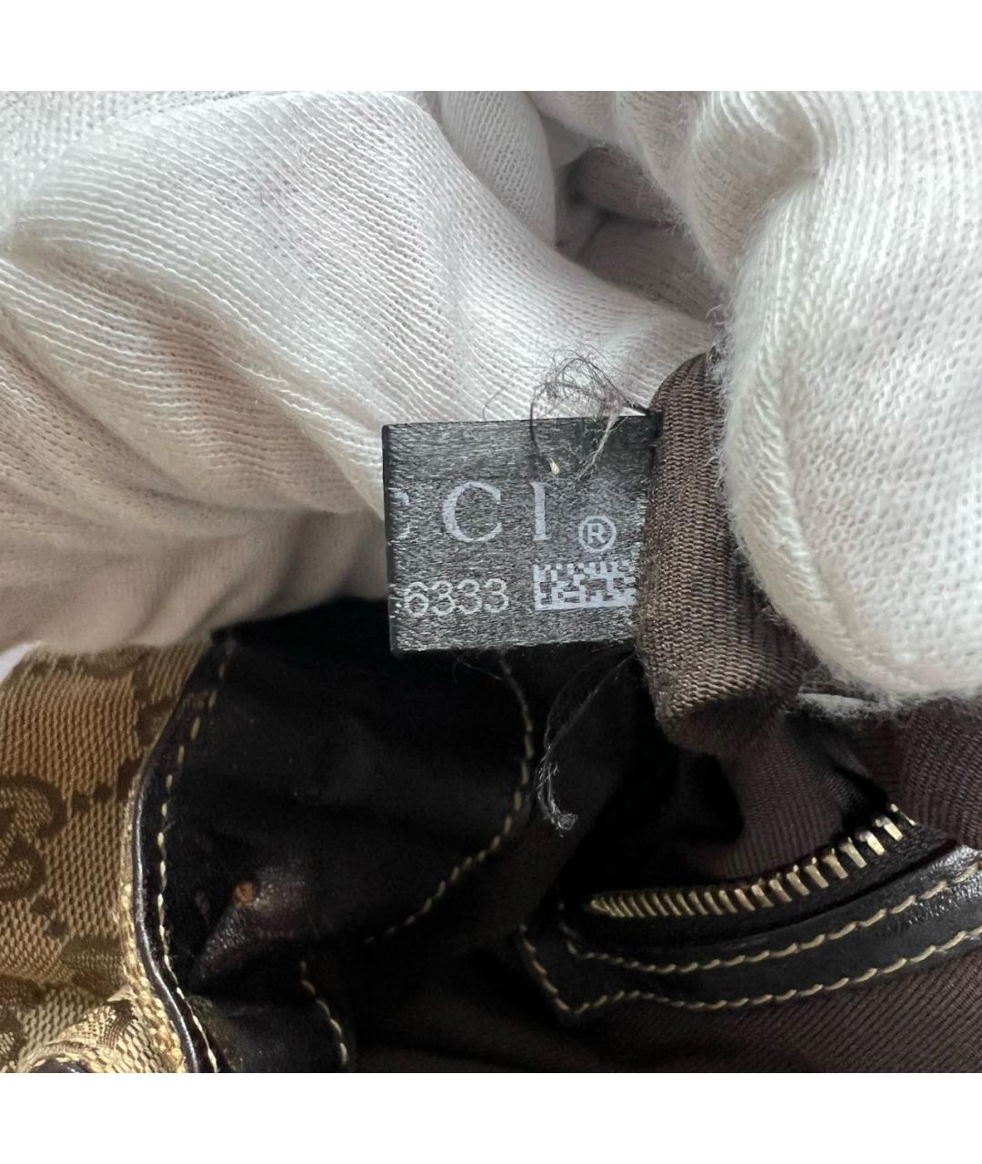 GUCCI Бежевая тканевая сумка с короткими ручками, фото 6