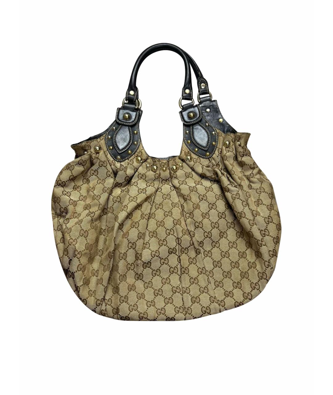 GUCCI Бежевая тканевая сумка с короткими ручками, фото 1