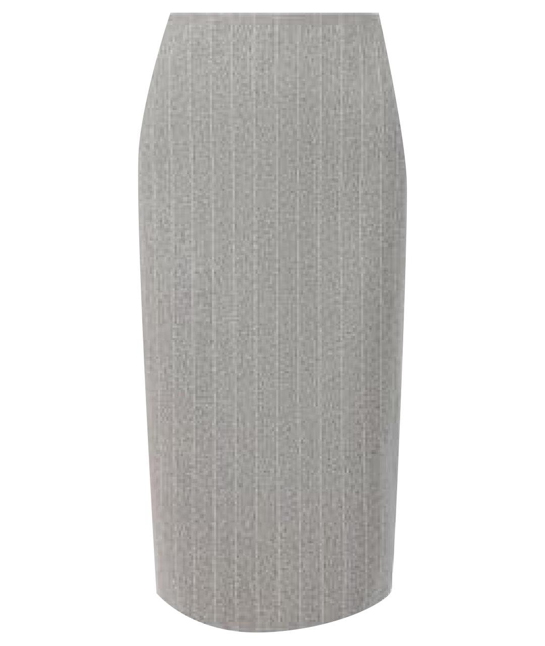 RALPH LAUREN Серая шерстяная юбка миди, фото 1