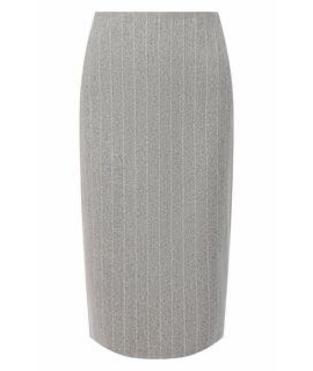 RALPH LAUREN Серая шерстяная юбка миди, фото 4