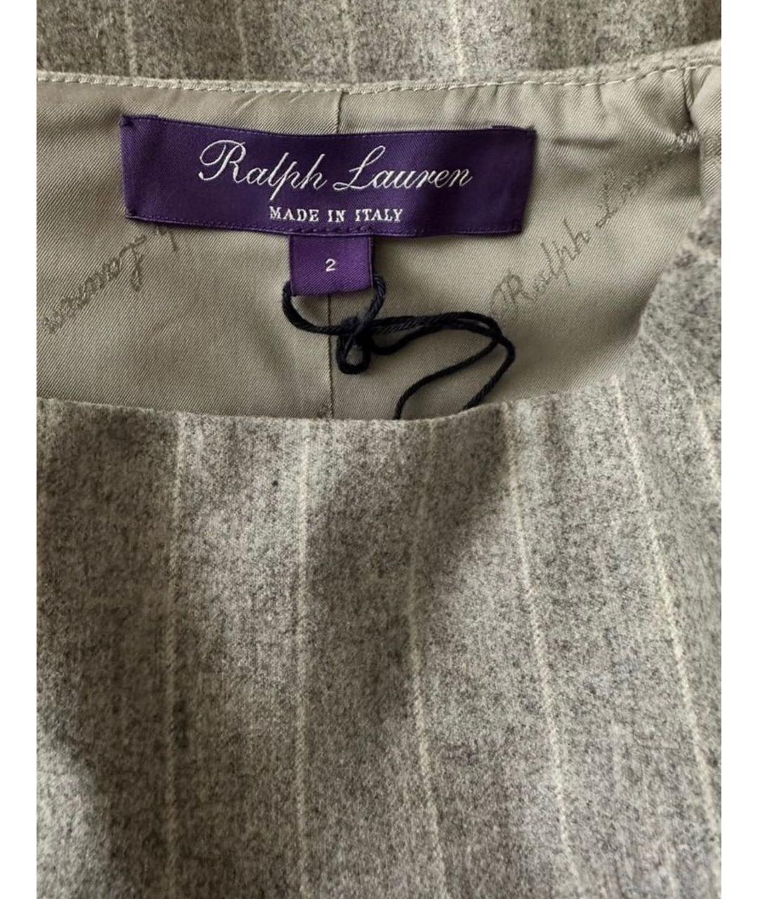 RALPH LAUREN Серая шерстяная юбка миди, фото 3