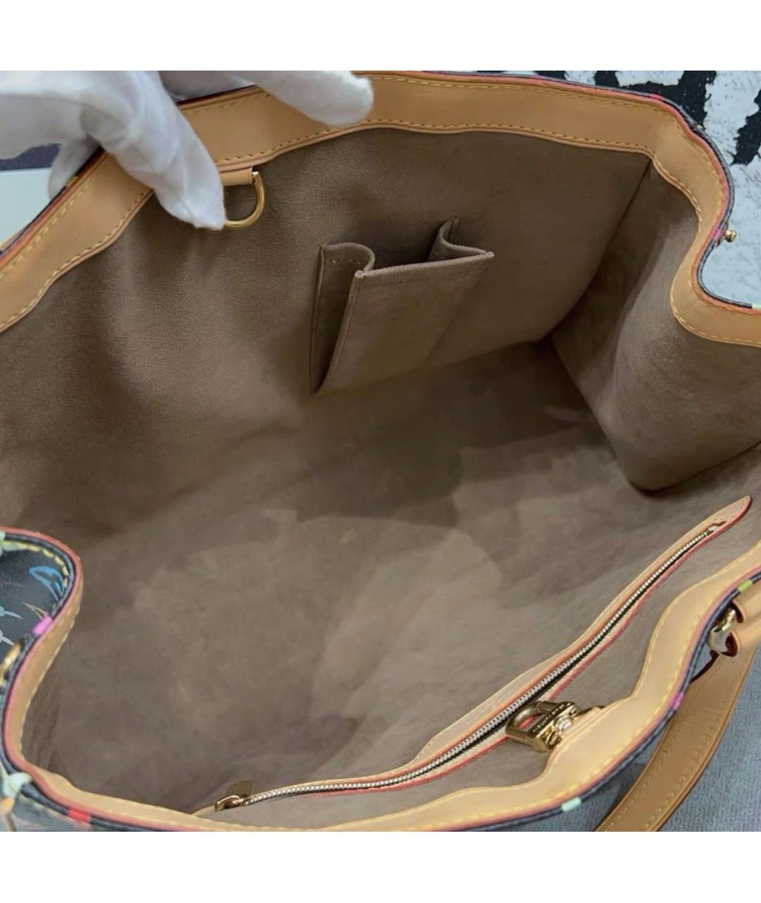 LOUIS VUITTON Черная кожаная сумка тоут, фото 7