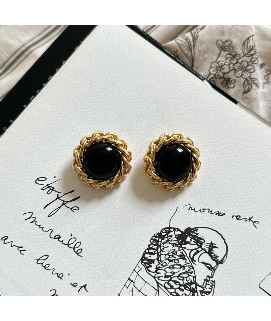 CHRISTIAN DIOR Черные металлические клипсы, фото 6