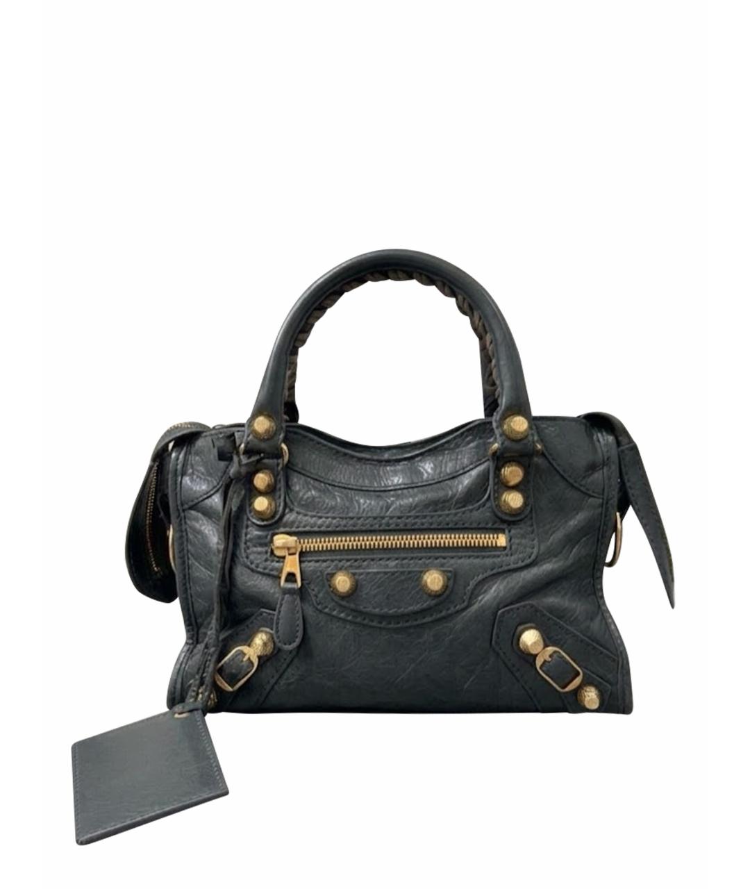 BALENCIAGA Черная кожаная сумка тоут, фото 1