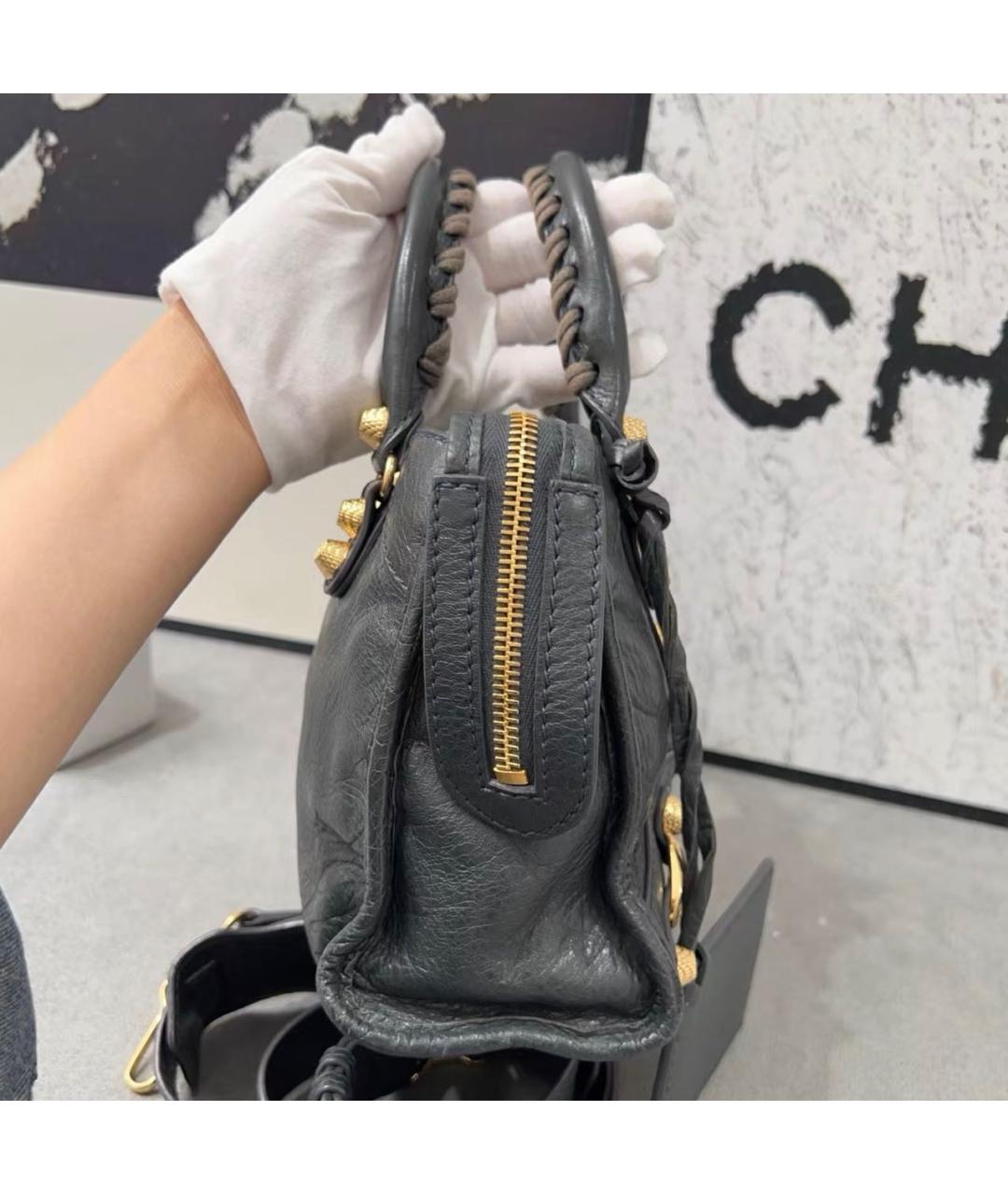 BALENCIAGA Черная кожаная сумка тоут, фото 3