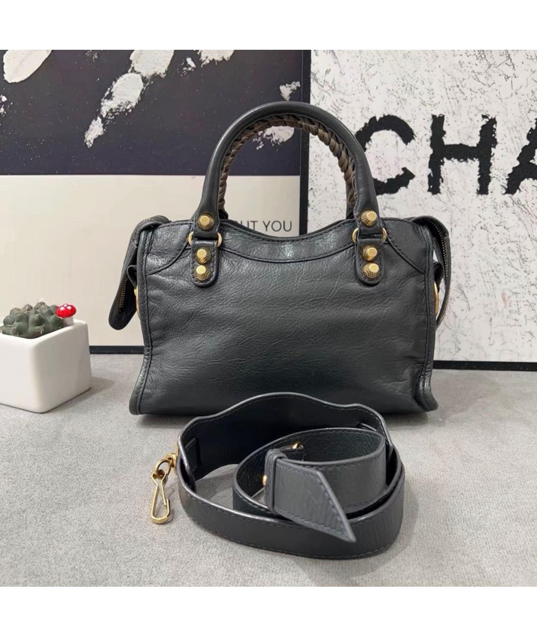 BALENCIAGA Черная кожаная сумка тоут, фото 8