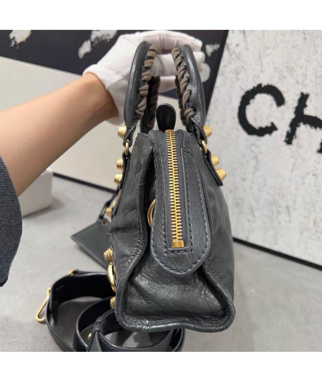 BALENCIAGA Черная кожаная сумка тоут, фото 4