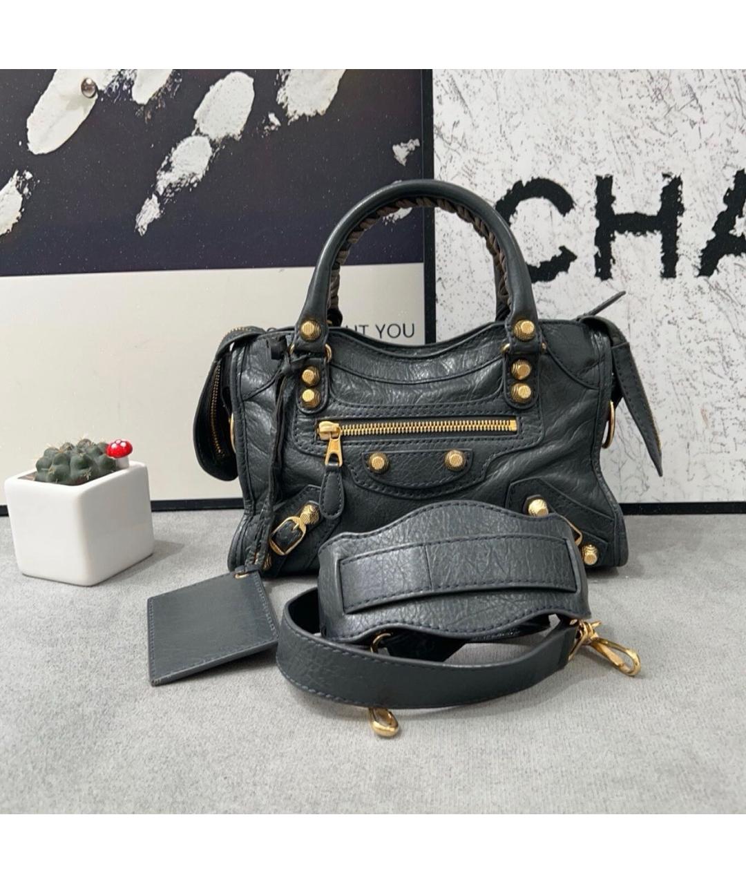 BALENCIAGA Черная кожаная сумка тоут, фото 9