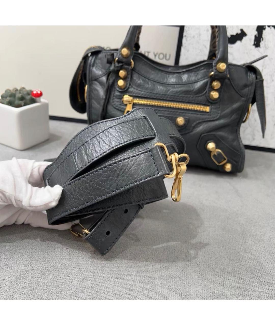 BALENCIAGA Черная кожаная сумка тоут, фото 2