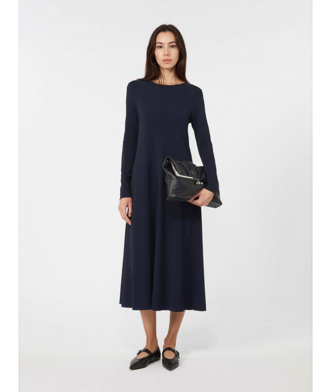 WEEKEND MAX MARA Синее вискозное повседневное платье, фото 2