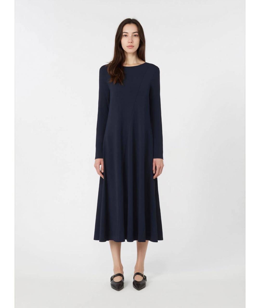 WEEKEND MAX MARA Синее вискозное повседневное платье, фото 3