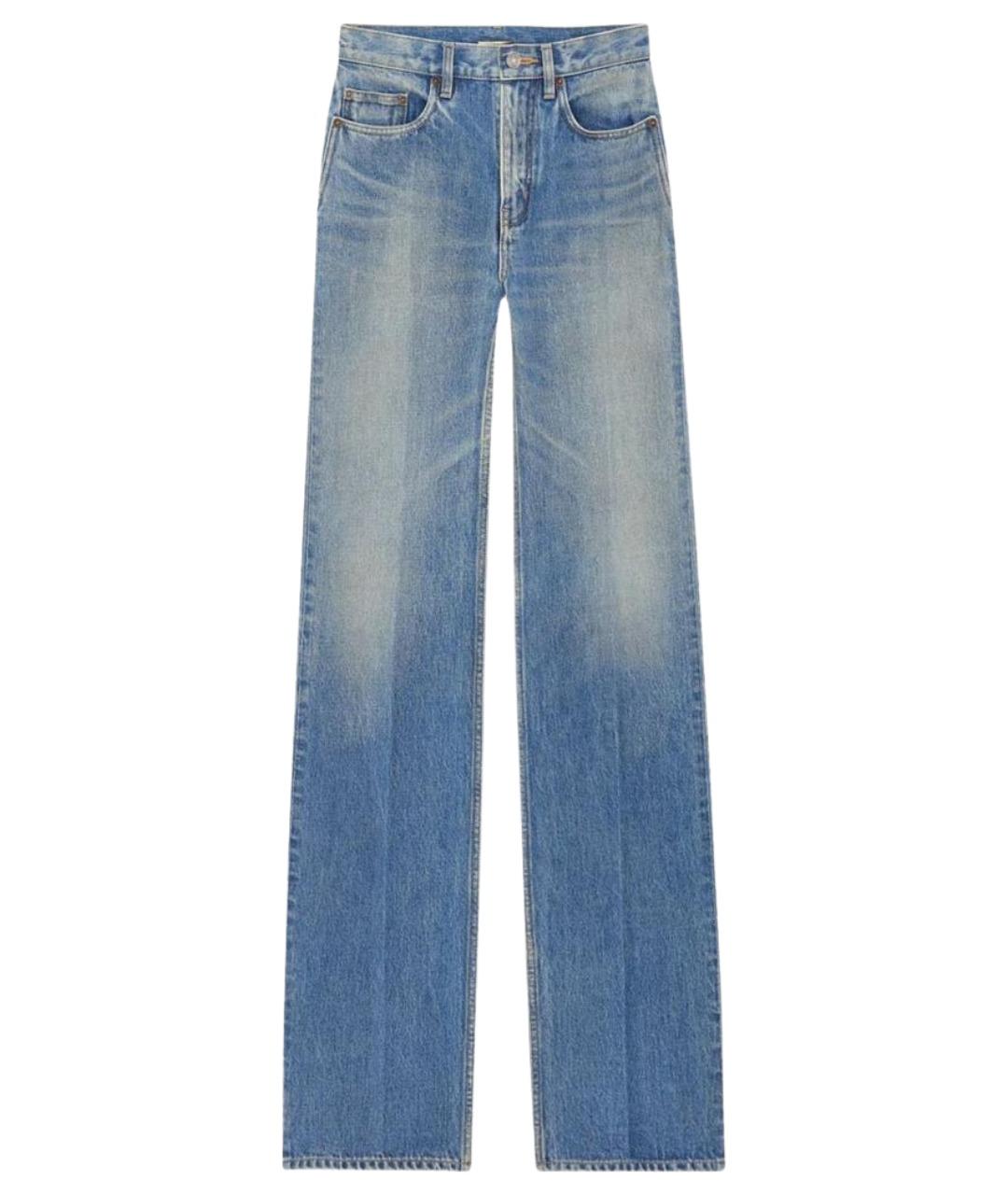 SAINT LAURENT Голубые хлопковые прямые джинсы, фото 1